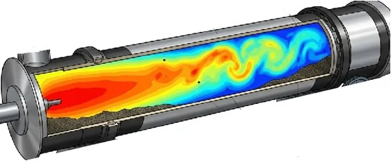 Rotary kiln combustion flow CFD simulation