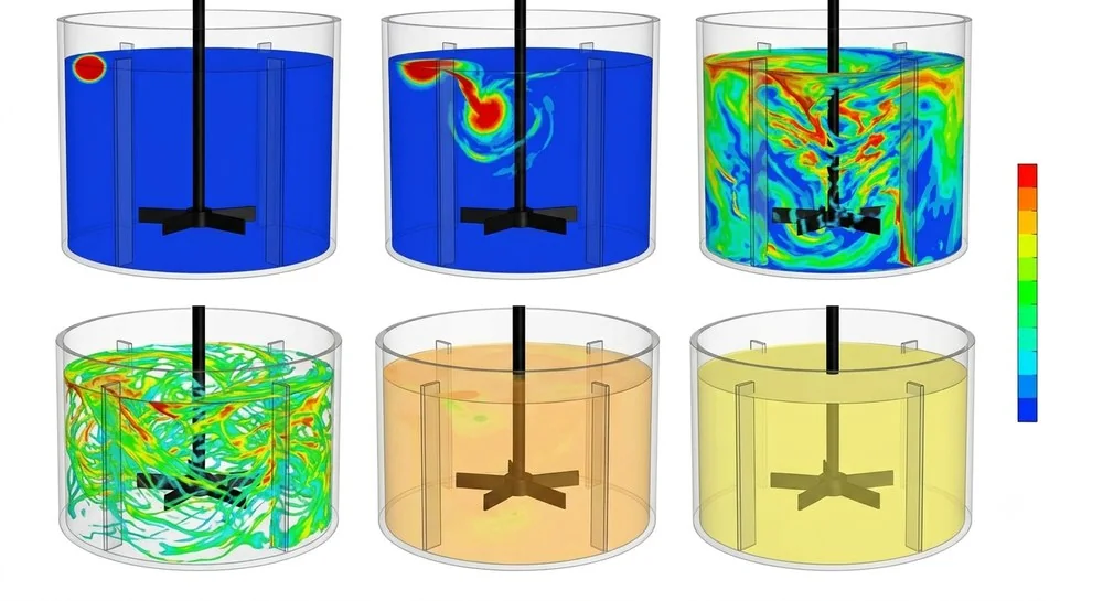 Stirred tank impeller mixing CFD simulation